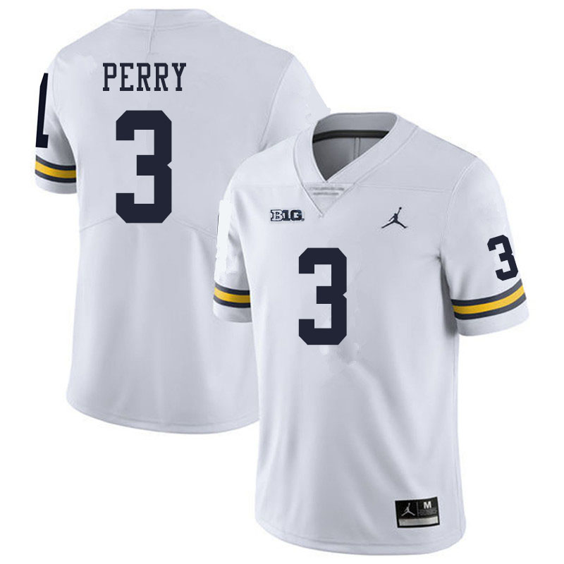 Men #3 Jalen Perry Michigan Wolverines College Football Jerseys Sale-White